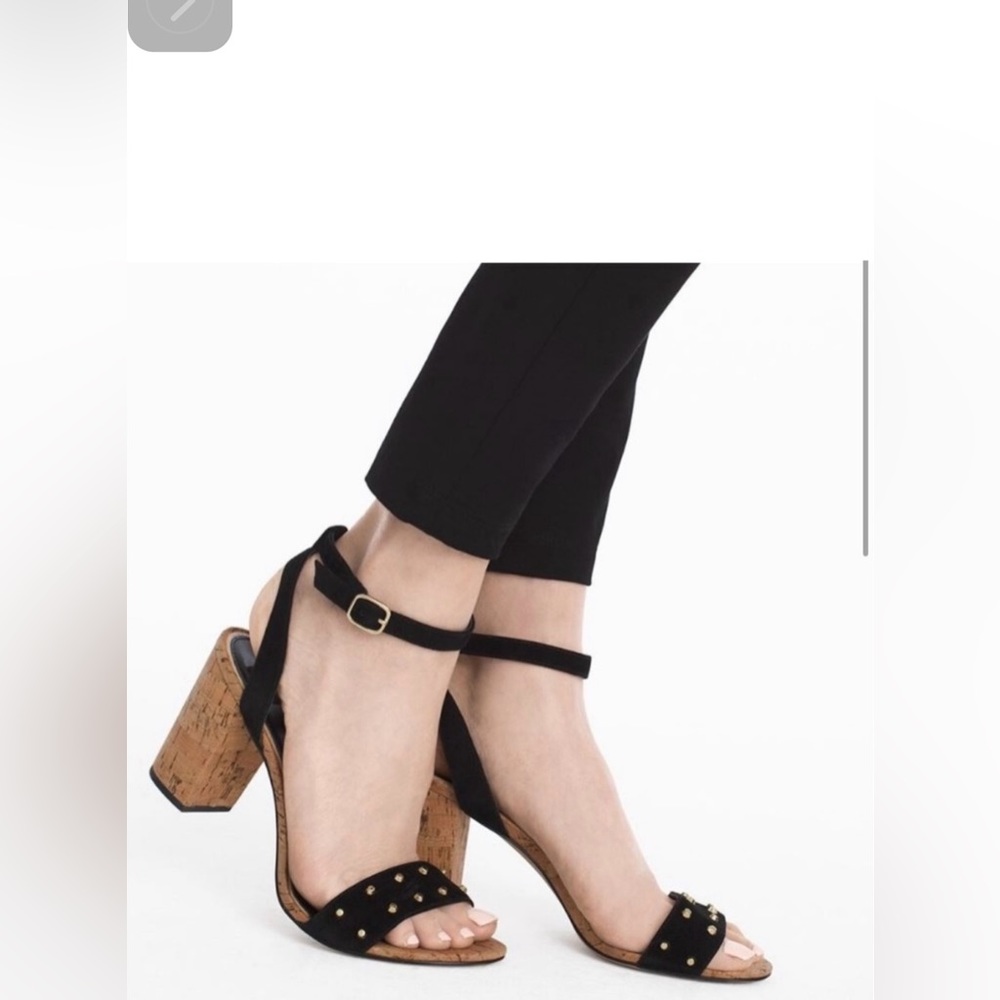 White House Black Market Rexx Stud Buckle Ankle
Strap Heel Cork Black Size 7.5